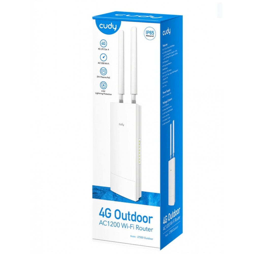 Cudy LT500 Outdoor 4G LTE Cat.4 AC1200 Wi-Fi Рутер с IP65 Защита и Вграден 4G Модем – LT500-OUTDOOR
