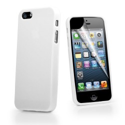 Apple iPhone 5 Силиконов Калъф Бял + Протектор
