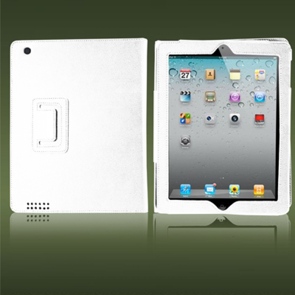Apple iPad 2 Кожен Калъф Бял + Протектор