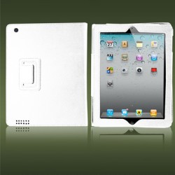 Apple iPad 2 Кожен Калъф Бял + Протектор