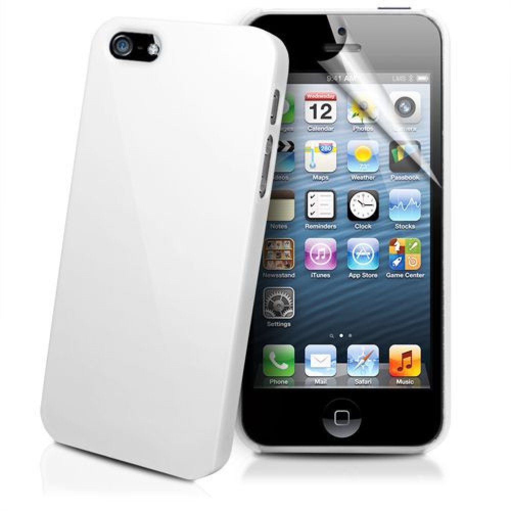 Apple iPhone 5 Твърд Капак Бял + Протектор