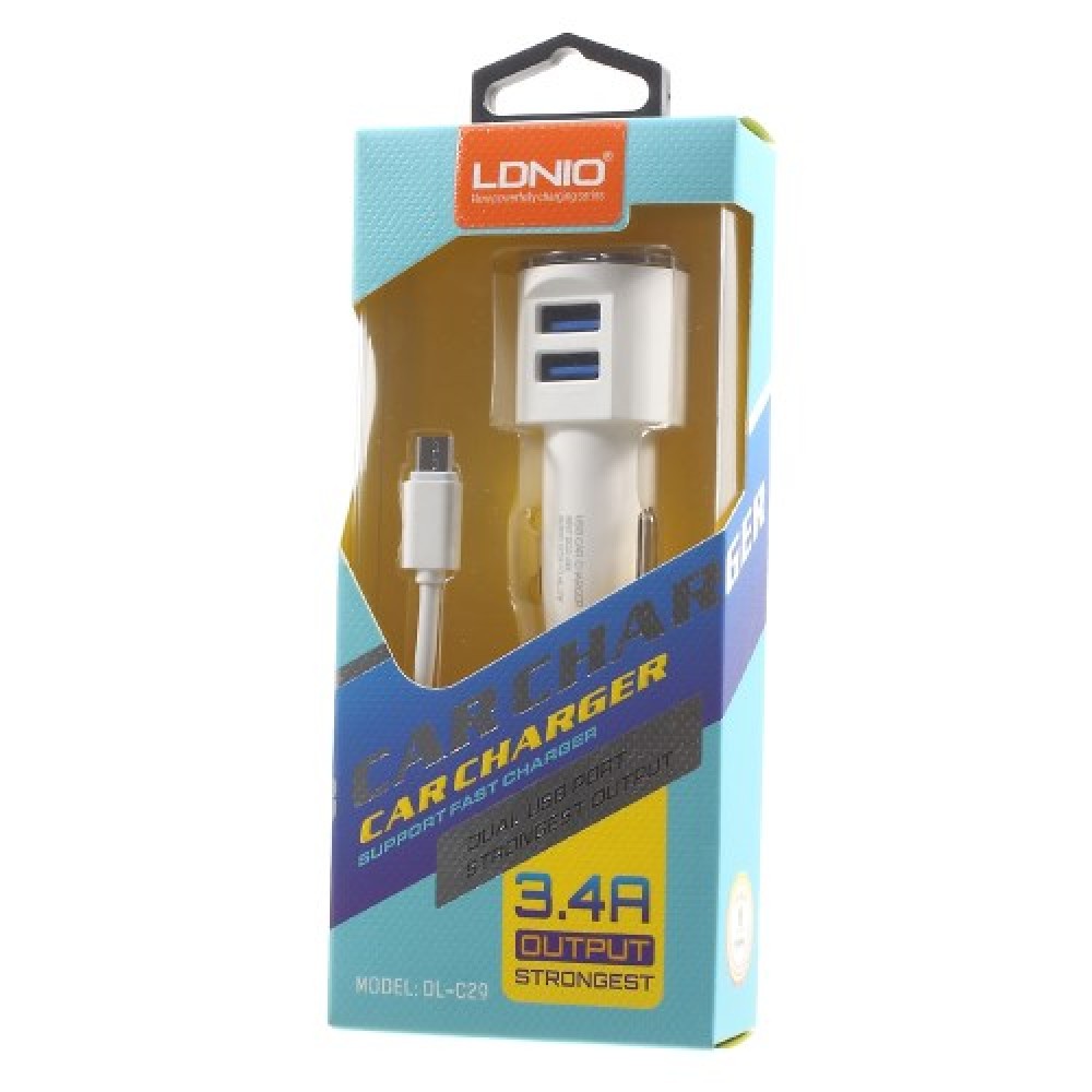 LDNIO DL-C29 Зарядно за Автомобил 12V - 24V 3.4A 2 USB Порта