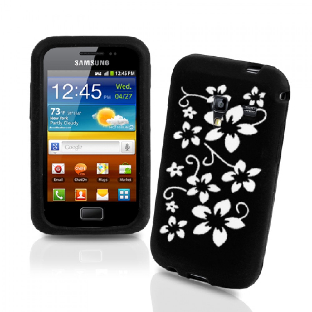 Samsung S7500 Galaxy Ace Plus Flora Силиконов Калъф Черен + Прот