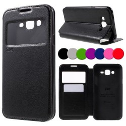 Samsung Galaxy J7 SM-J700F Window Кожен Калъф и Протектор