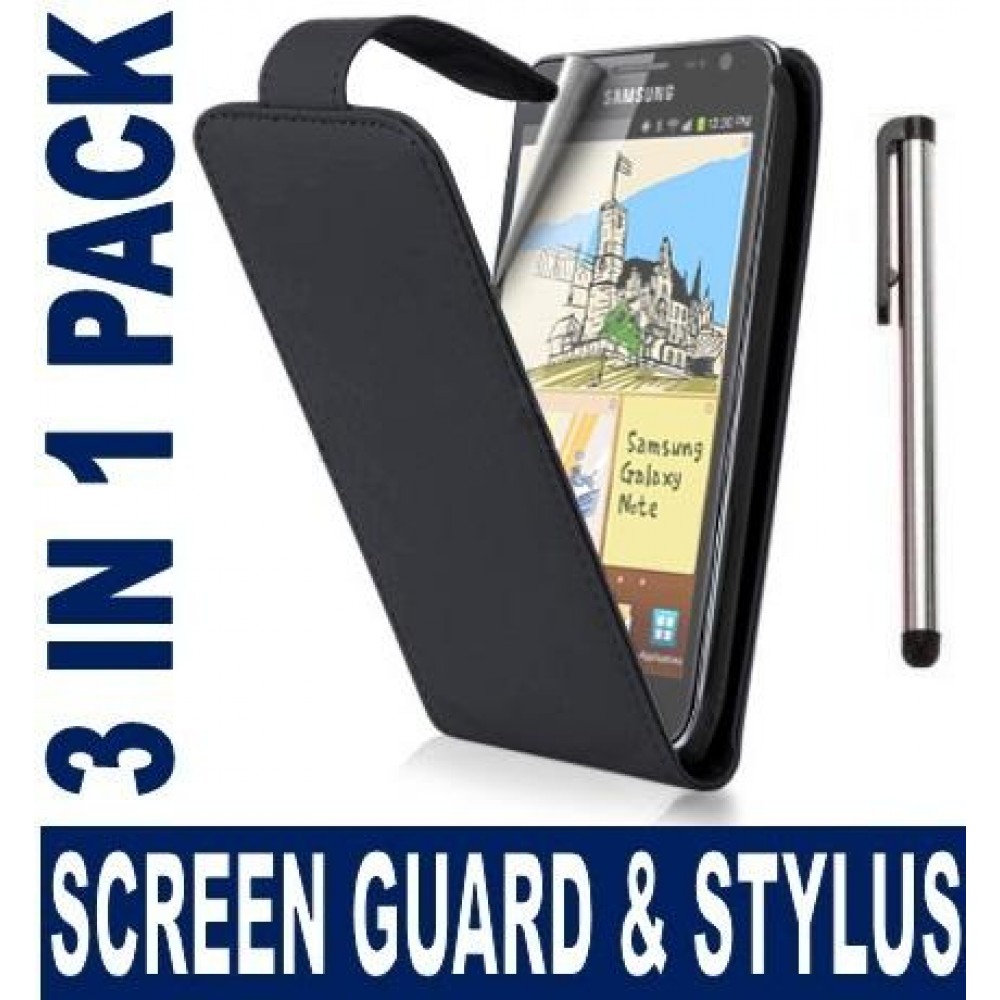 Samsung Galaxy Note Flip Калъф Черен + Протектор