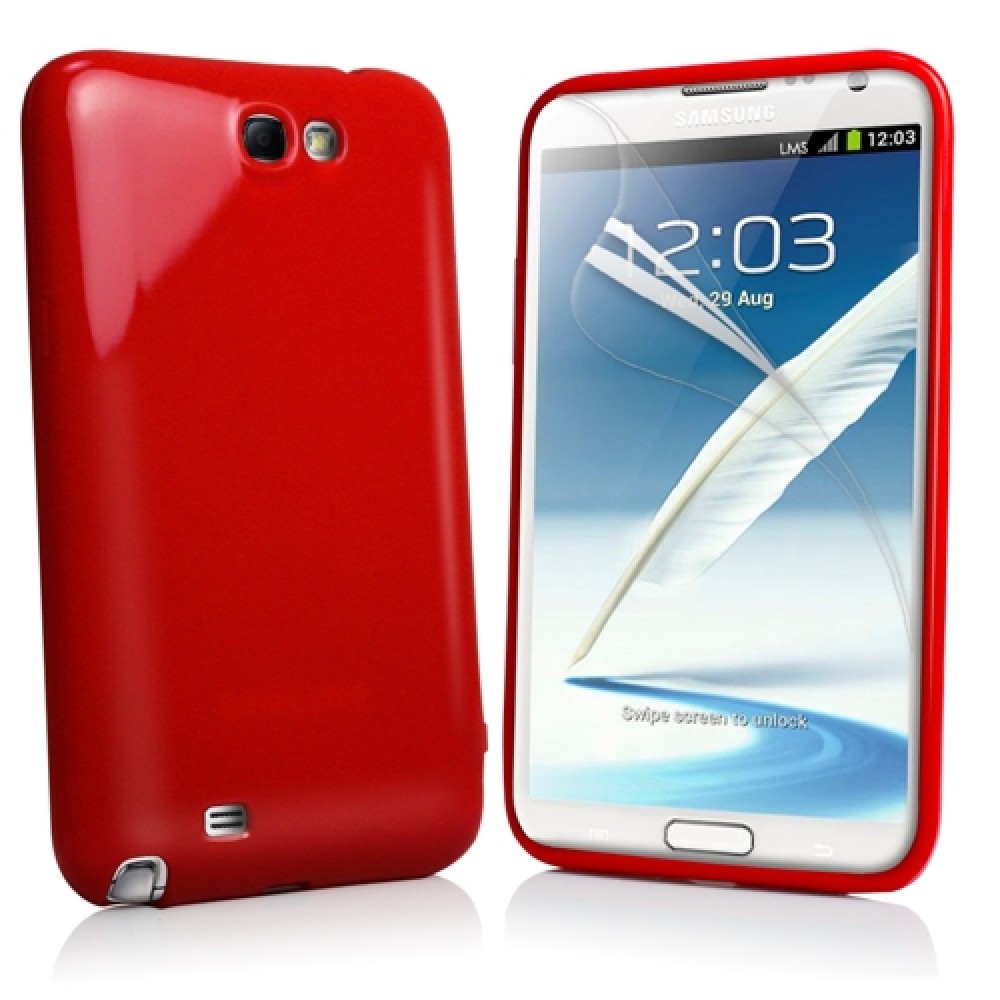 Samsung Galaxy Note II N7100 Силиконов Калъф Червен + Протектор