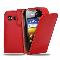 Samsung Galaxy Y S5360 Flip Калъф Червен + Протектор