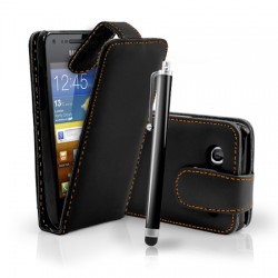 Samsung I9070 Galaxy S Advance Flip Калъф Черен + Протектор