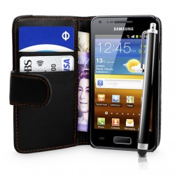 Samsung I9070 Galaxy S Advance Wallet Калъф Черен + Протектор