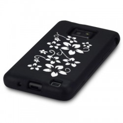 Samsung Galaxy S2 i9100 Flora Силиконов Калъф Черен + Протектор
