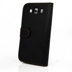 Samsung I9300 Galaxy S III Wallet Калъф Черен + Протектор