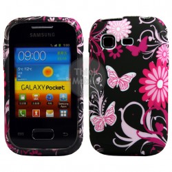 Samsung Galaxy Pocket S5300 Black Butterfy Калъф + Протектор