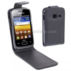 Samsung Galaxy Y Duos S6102 Flip Калъф Черен + Протектор