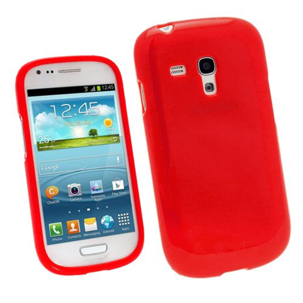 Samsung I8190 Galaxy S III mini Силиконов Калъф Червен + Протект
